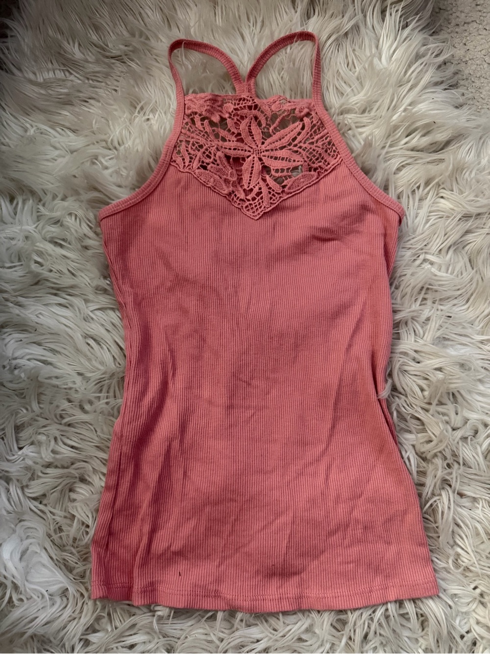 Y2K Aeropostale Pink Lace Ribbed Tank Top